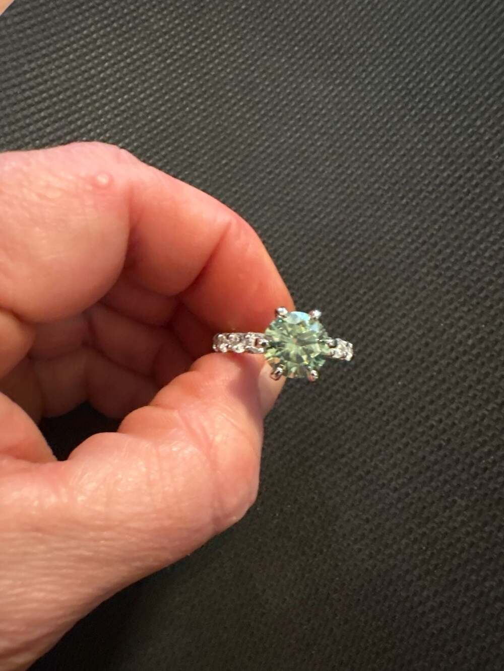 Bomb Party Green Crystal Round Solitaire Pavé Cushion Hidden Halo Ring